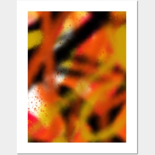 Autumn Fall Colours Abstract Orange and Yellow Graffiti Street Art Pattern 008 Posters and Art